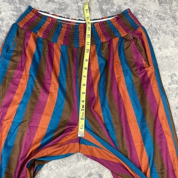 Miss Lulo Kai Autumn Stripes Wide Leg Pull On Pants Smocked Waist Sz XL - Picture 8 of 11
